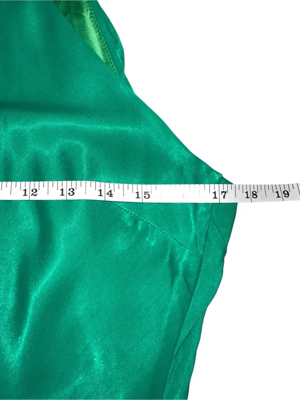 Meshki Claire Satin Halter Sleeveless Green Maxi Dress MEDIUM - Image 8