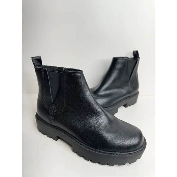 Zodiac‎ Ankle Booties Size 5 Black Chunky Sole Block Heel Faux Leather Boots - Image 6