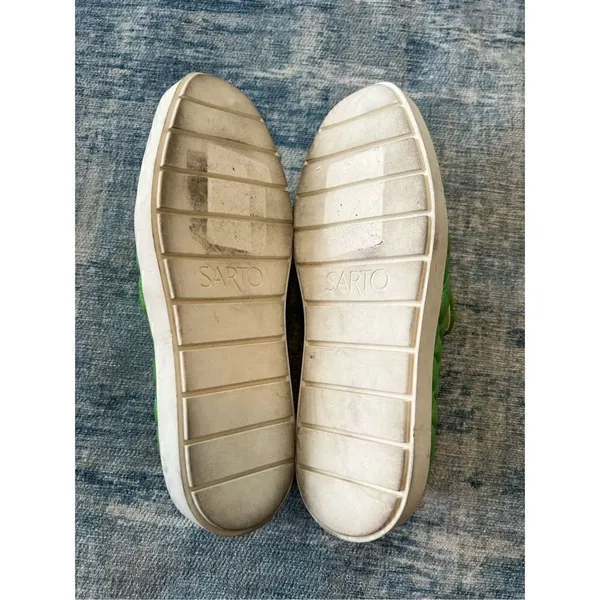 Franco Sarto Green Quilted Leather Platform Sneaker Size 6.5 - Image 8