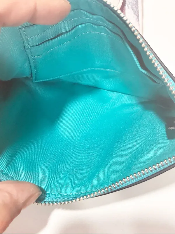 COACH Women's Blue Double Corner Zip Wristlet In Pebble Leather - Image 3