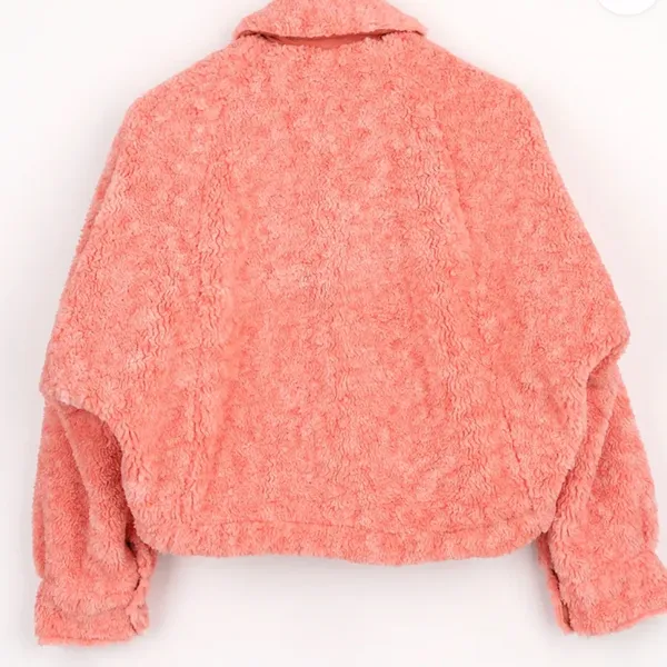 Free People We The Free Teddy Swing Coral Pink Faux Fur Jacket - Image 8