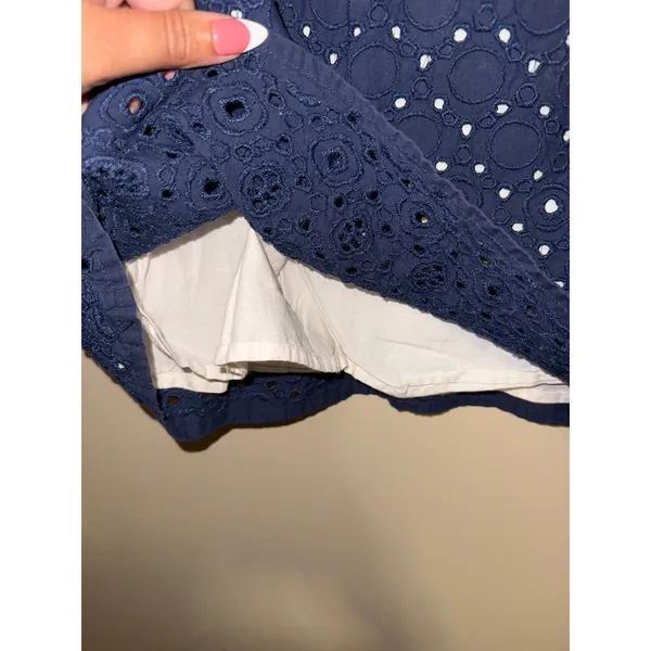 Boden Navy Blue Eyelet Sleeveless Top Embroidered Shell Lined S Preppy Coastal - Image 2