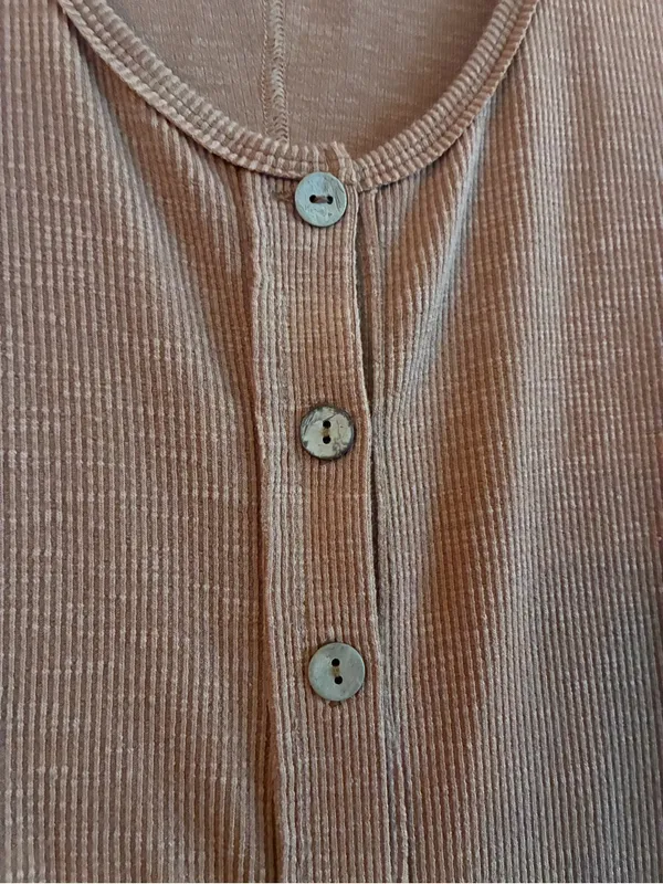 We the Free | Free People | Ribbed Button-Front Tank Dress in Brown | Medium - Image 3