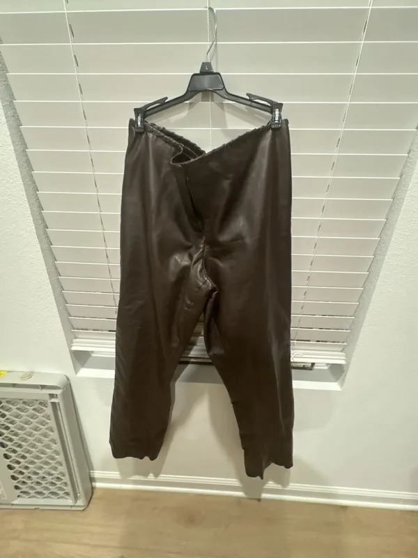 Vintage Brown Leather Pants Brown Leather Size 14 - Image 6