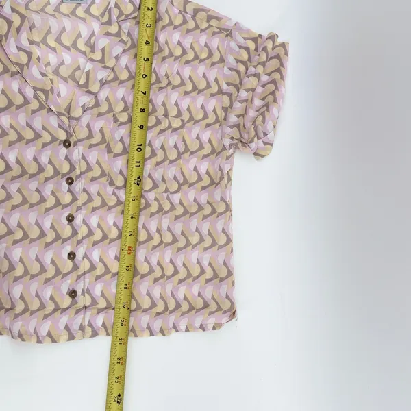 Prana Iguala Top Womens Small‎ Willow Retro Geo Pink Yellow Button Up 1970891 - Image 8