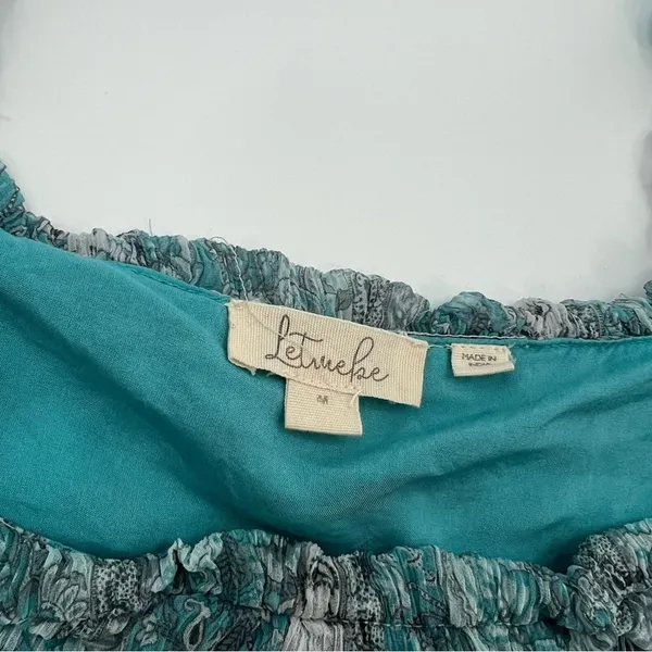 ANTHROPOLOGIE Let Me Be‎ Pintucked Chiffon Blouse puff sleeve Sz M - Image 6
