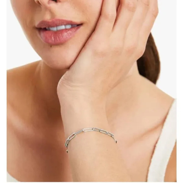 NWT Lucky Charm white gold dipped paper clip chain bracelet. - Image 2