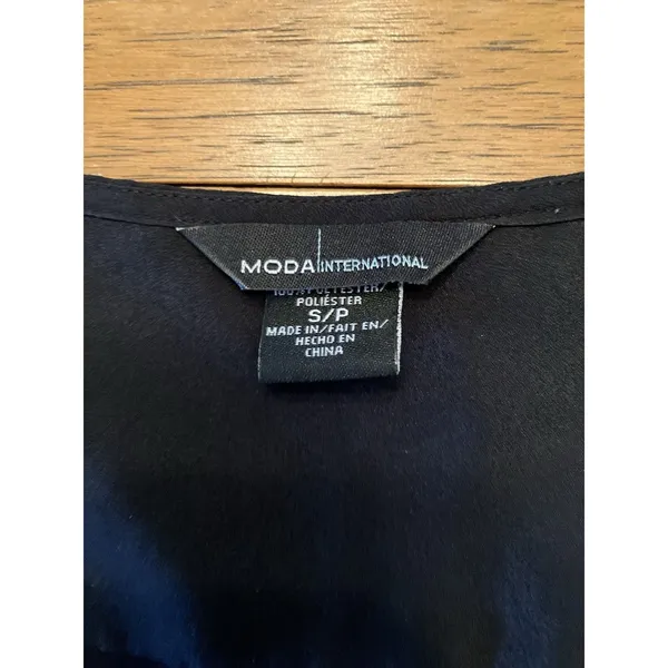 Moda International Women's Black Solid Shirt Dress Belted Pockets 3/4 S - Image 2