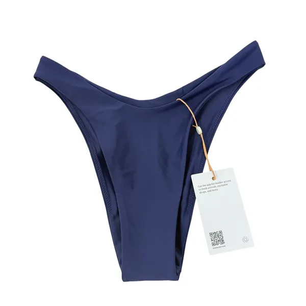 Quince Italian High Leg Bikini Bottom Deep Navy‎ NEW Womens XS - Image 3
