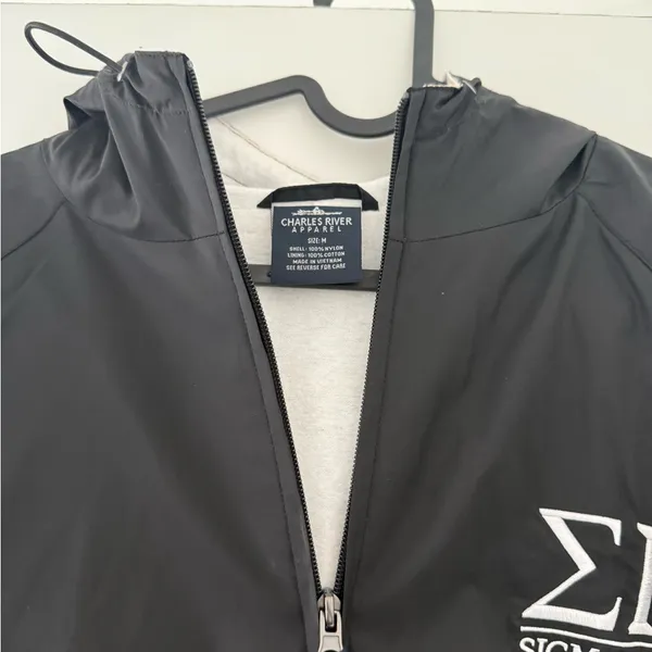 Charles River Apparel Black Sigma Kappa Rain Jacket - Image 2