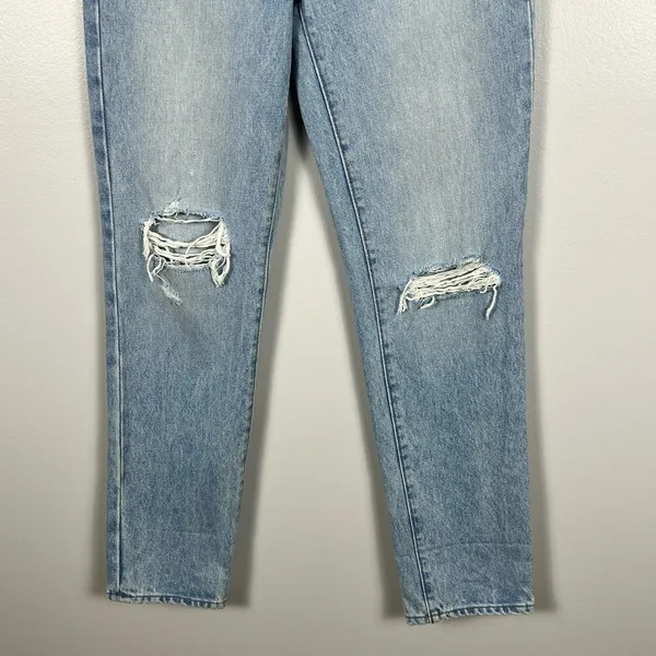 Madewell Classic Straight Jeans Size 25 Blue Distressed High Rise Rigid Denim - Image 5