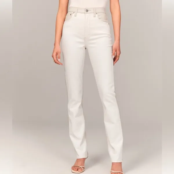 Abercrombie & Fitch faux leather top High Rise Cream 90s ultra highrise Jean 27 - Image 2