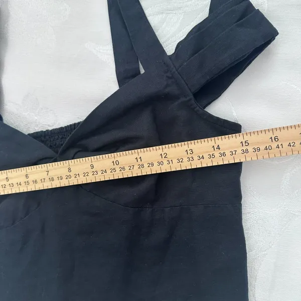 Anthropologie Maeve Size-XS Black‎ Linen Off The Shoulder Twist Crop Top - Image 7