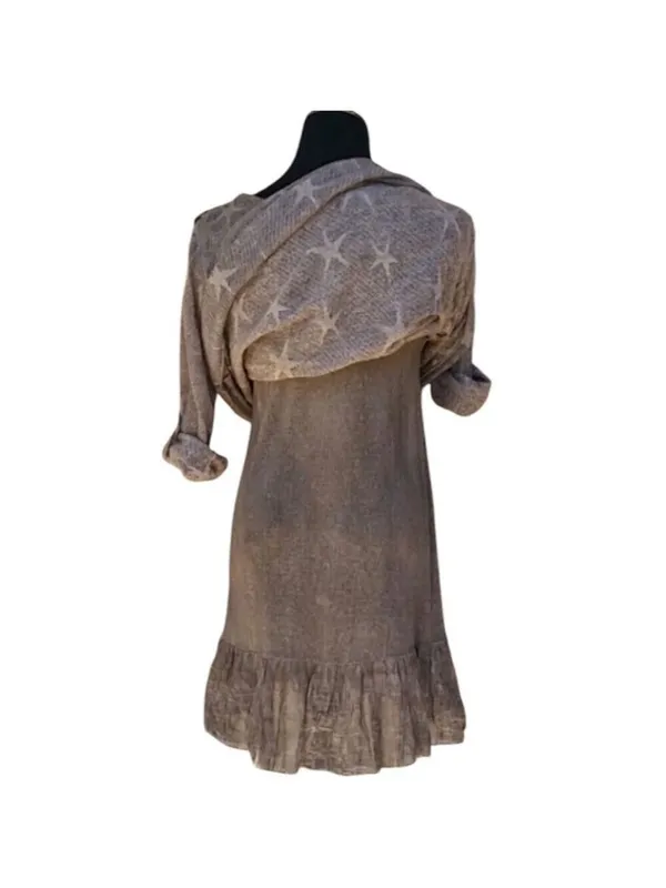Seduzione Brown Star Mohair Blend Midi Dress Size L - Image 4