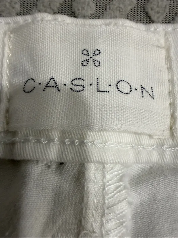 Caslon Cotton Chino Cropped Pants Pockets Straight White Stretch Women Size 12 - Image 8