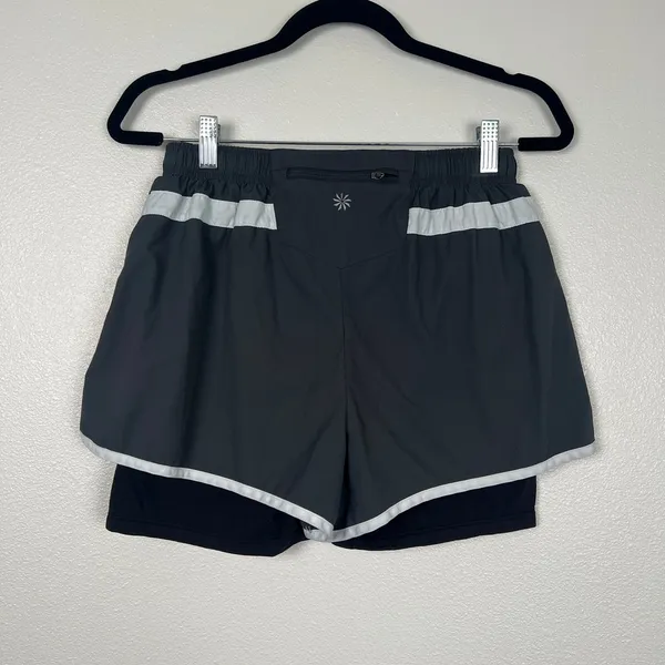 Athleta‎ Lined Running Shorts Grey Sz M - Image 5