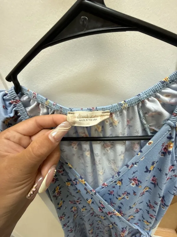 Altar'd State Blue Floral Puff Sleeve Wrap Dress Size XS - Image 2