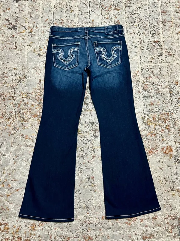 Big Star Remi low rise flare jeans embellished back pockets size 30 y2k - Image 3