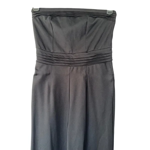 Evereve Peyton Jensen Black Strapless‎ Wide Leg Jumpsuit Pleated Waist Stretch Size M - Image 2