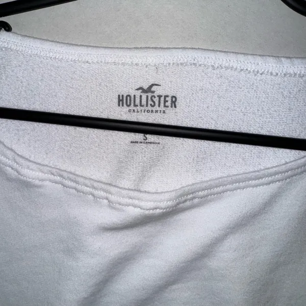 Hollister White Pullover Sweatshirt Women's Size S Logo Long Sleeve Casual - Image 6