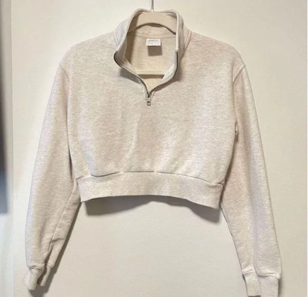 Aritzia Tna Cozy Fleece Perfect Cropped 1/4 Zip Fleece Top Sz XL Color is Cream - Image 2