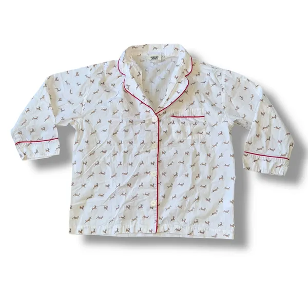 Sleepy Jones Women's Pajama‎ Set Size S Deer Print White Red Trim Sleepwear - Image 2