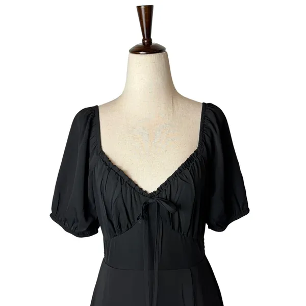 Baltic Born Poppy Satin Midi Dress Women Small Black Puff Sleeve Whimsigoth - Image 4