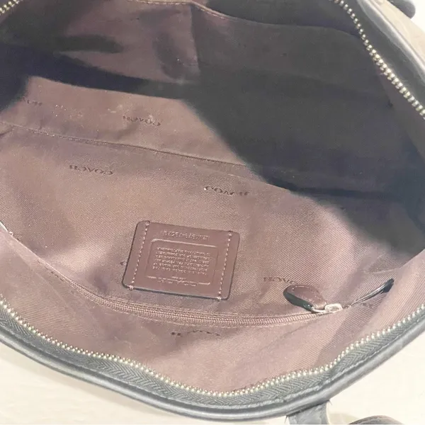 COACH #79579 Signature Taylor Tote Black &‎ Gray Jaquard with Leather Trim - Image 6
