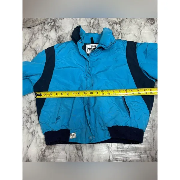 Woolrich vintage woman’s size large Blue Puffer Jacket Navy coat zip up 90s - Image 7