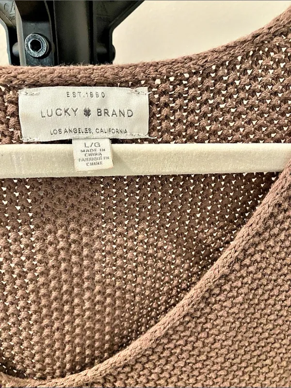 Lucky Brand Waffle Slouchy V-Neck Sweater Brown - Image 5