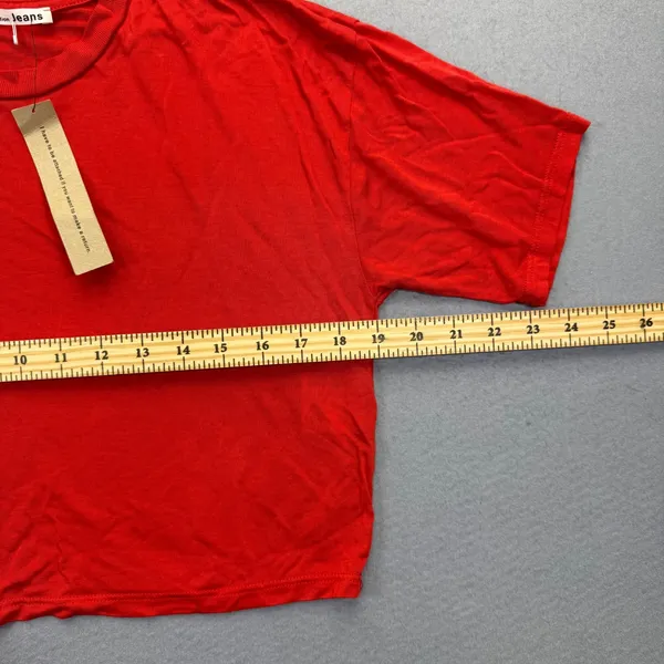 Reformation Jeans Womens‎ XS Red Tencel Lyocell Cropped Boxy T-Shirt Made in USA - Image 2