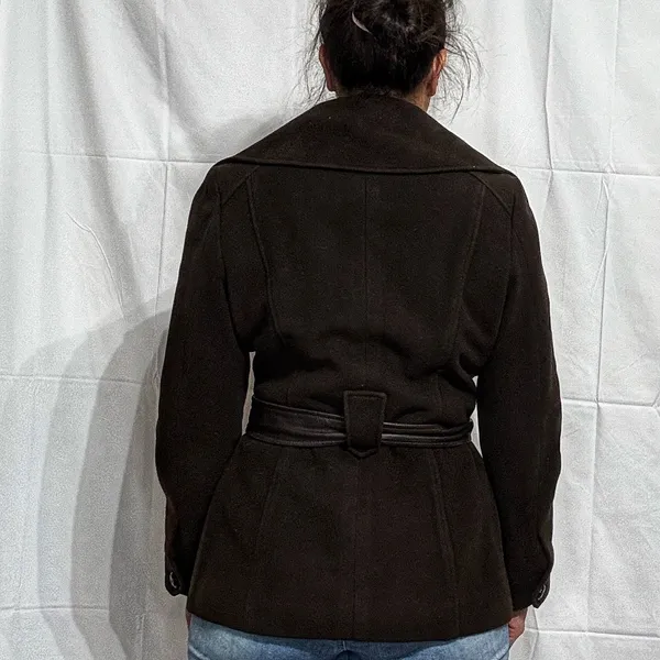 Cole Haan Chocolate Pea Coat Jacket Sz 10 - Image 15