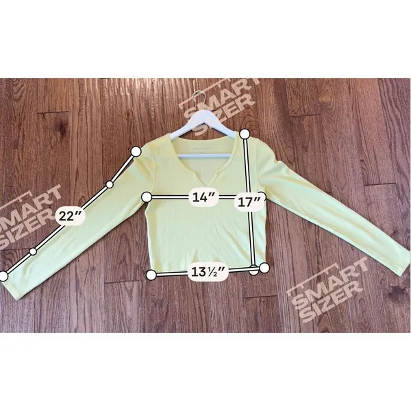 American Eagle butter yellow waffles cropped Henley top small - Image 5