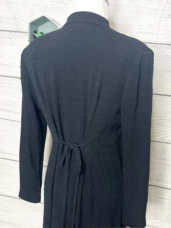 Vintage Black & Pink Floral Embroidered Long Sleeve Dressy Duster Blouse Size 8 - Image 8