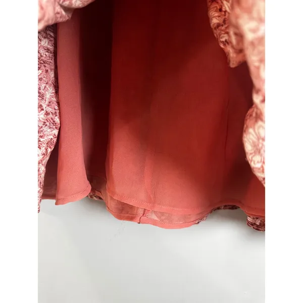 American Eagle Women XL Terracotta Floral Cotton Linen Smocked Mini Skirt Boho‎ - Image 3
