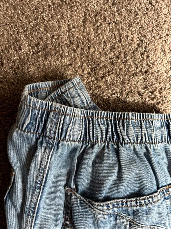 Garage Relaxed Light Blue Cargo Jeans with Drawstring Ankles - Image 7