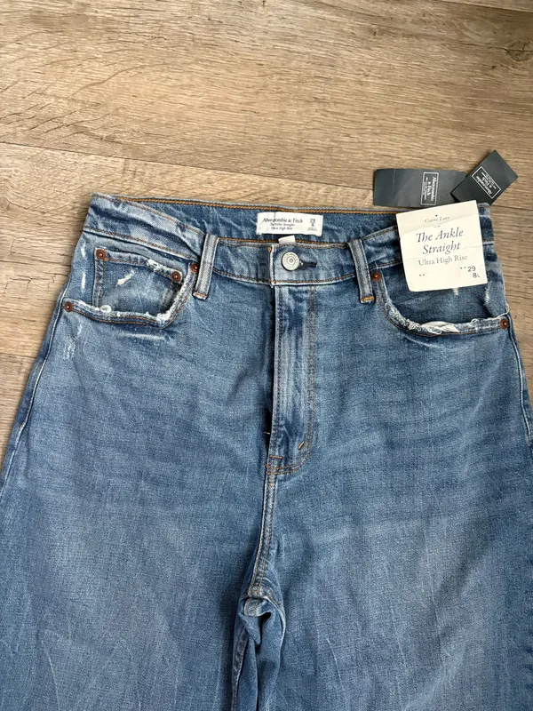 Abercrombie & Fitch The Ankle Straight Ultra High Rise Curve Love Jeans Sz 29/8L - Image 6