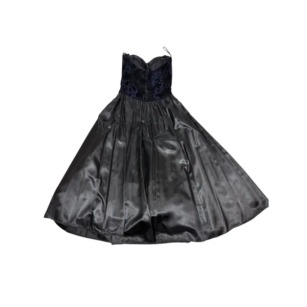 Gunne Sax Jessica McClintock Vintage Strapless Ball Gown Blue, Black 7 - Image 12