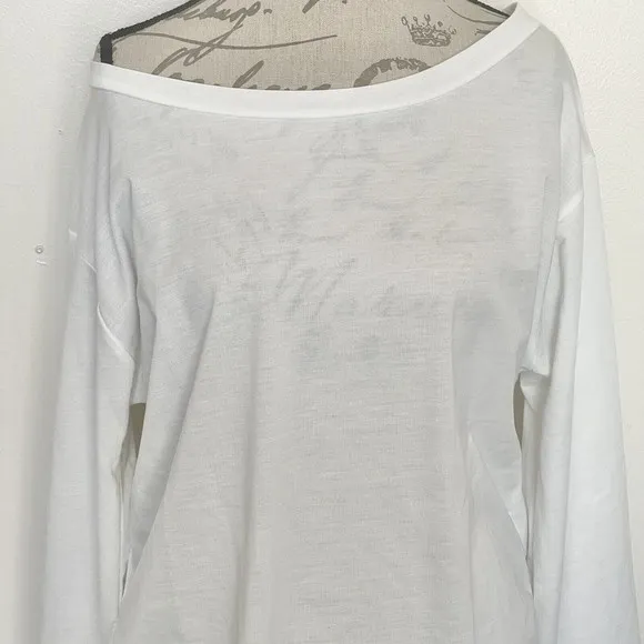 Womens Blouse Top Size Large White Long Sleeve Cotton Polyester minimalist - Image 4