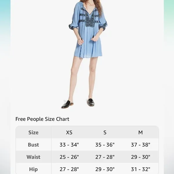Free People Wind Willow Boho Embroidered Peasant Dress. Periwinkle Gauzy Size S - Image 5