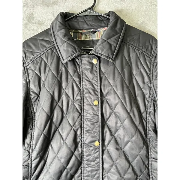 L.L.Bean Women’s Quilted Riding Jacket Black Plaid Lined XL Equestrian Classic - Image 2