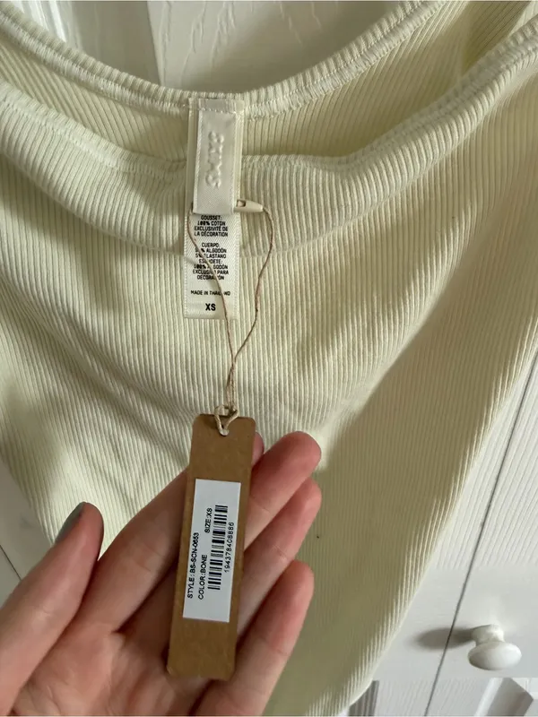 SKIMS Fits Everybody Square Neck Bodysuit Bone Size XS NWT - Image 2