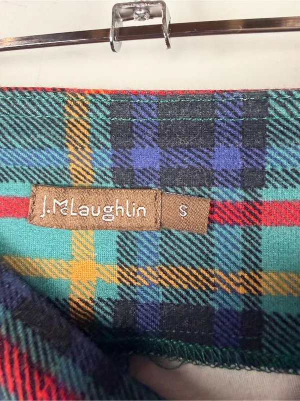 J. McLaughlin Rylie Pant in green plaid size small - Image 3