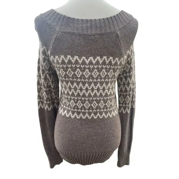 Royal Robbins Women’s Medium Fair Isle Knit Sweater Light Brown Yak Wool Blend - Image 3