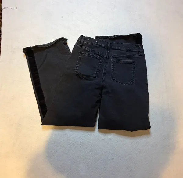 LOFT High Rise Side Stripe Velvet Wide Leg Jeans in Black - Image 6