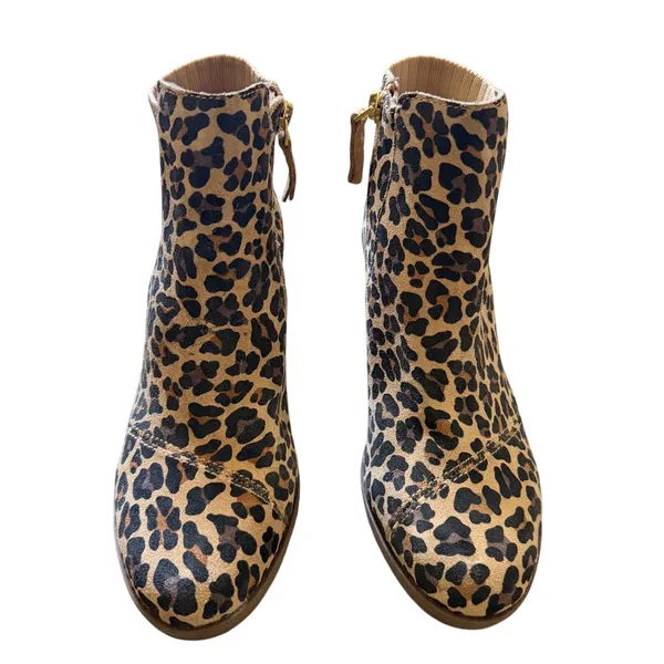 TOMS Leopard Print Wedge Booties Ankle Boots Brown Animal Print Size 6 NEW - Image 4
