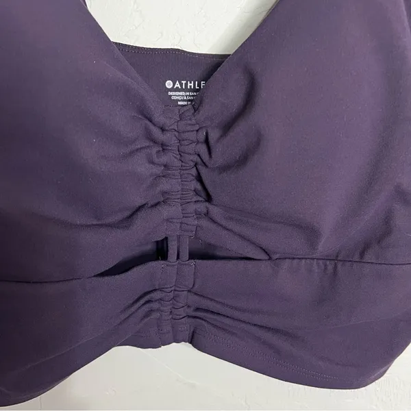 Athleta Purple Powervita Cinch Longline Ruched Padded Sports‎ Bra - Image 4