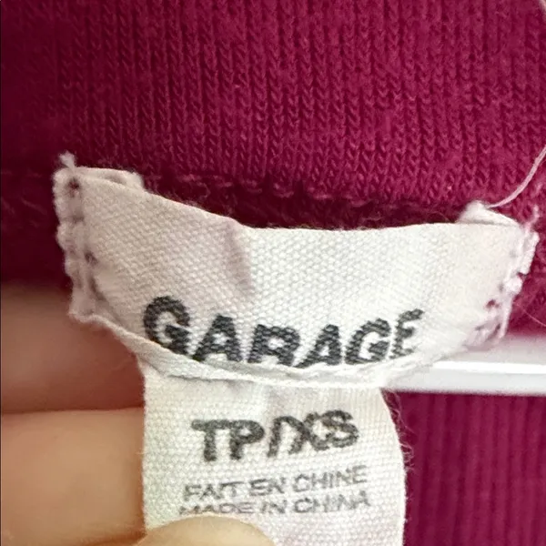 Garage Scoop Neck Ribbed Short Sleeve Tee in Burgundy - Image 2