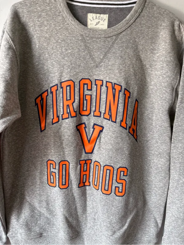 League Virginia Cavaliers HOOS Grey Navy Crewneck Sweatshirt Fleece Size S M - Image 3