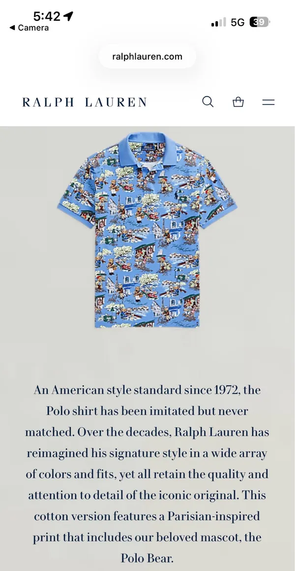 Polo Ralph Lauren Polo Bear Paris All-Over Print Mesh Polo Shirt - Men's Size M - Image 6